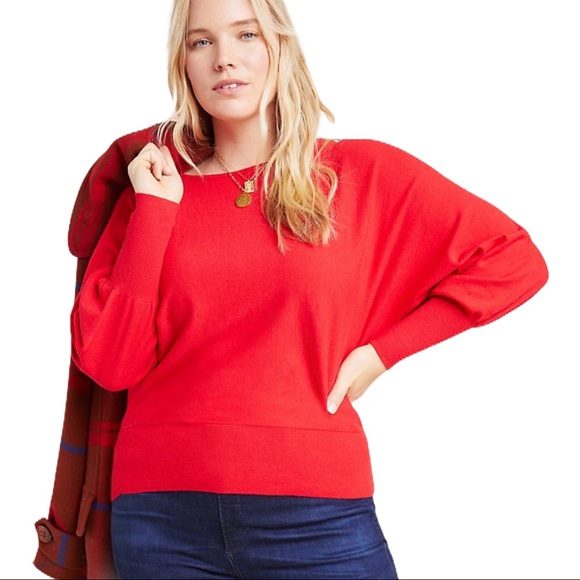 Anthropologie Sweaters - Anthropologie Denise Dolman Sleeved Sweater Red XL